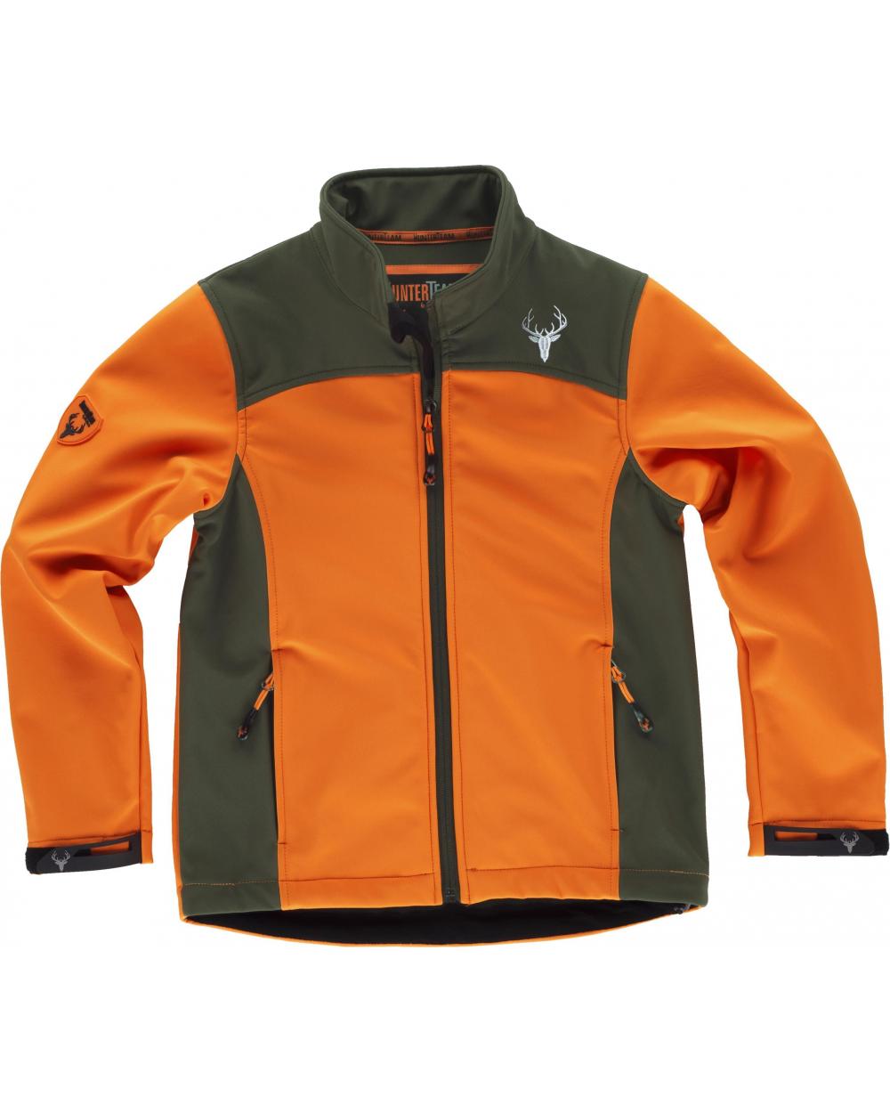 Comprar Chaqueta infantil de caza S8130 Naranja AV/Verde Caza online bataro delante