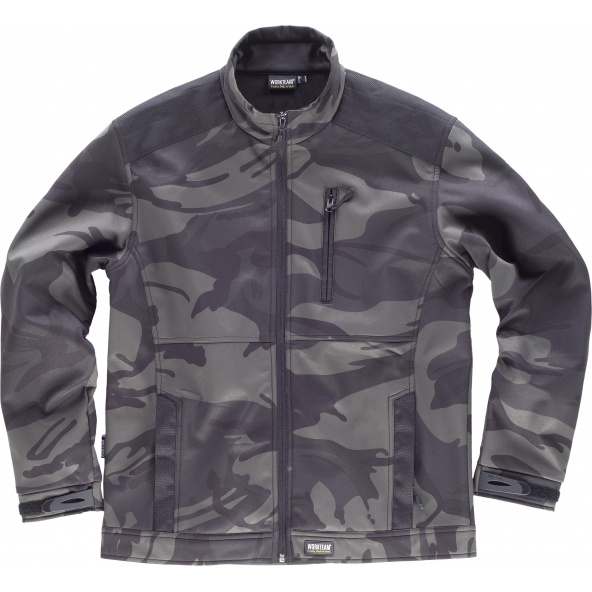 Comprar Chaqueta Workshelll de camuflaje S8510 Camuflage Gris+Negro online bataro delante