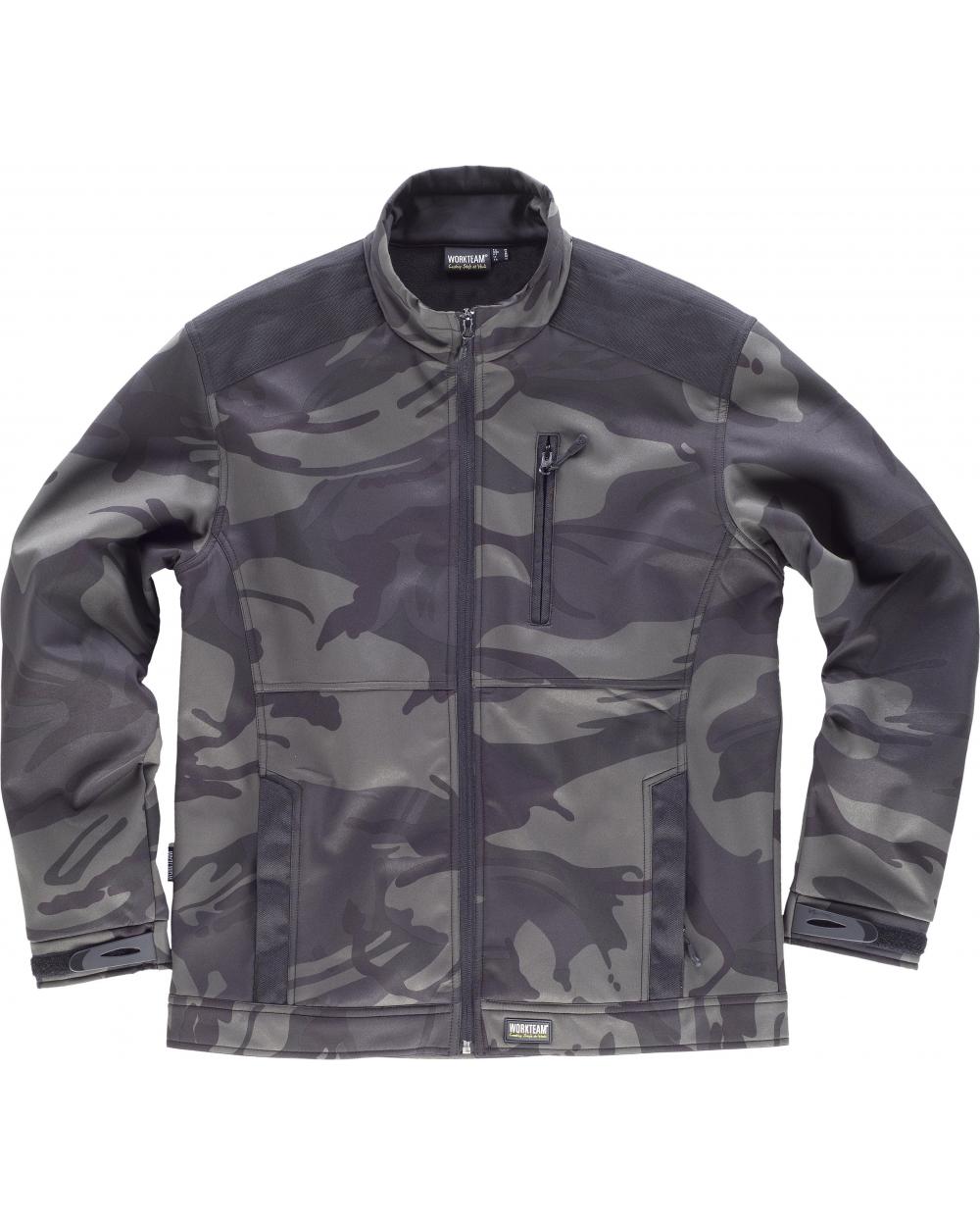 Comprar Chaqueta Workshelll de camuflaje S8510 Camuflage Gris+Negro online bataro delante