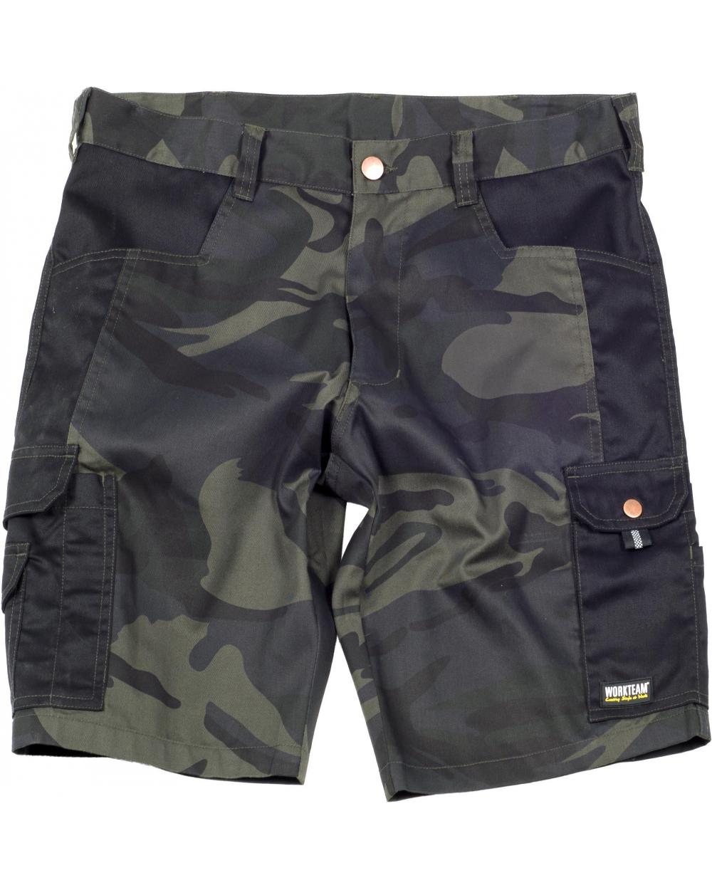 Comprar Bermuda de camuflaje S8516 Camuflage Gris+Negro online bataro delante