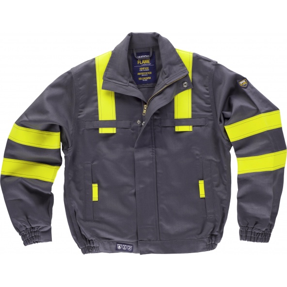 Comprar Cazadora ignifuga y antiestatica certificada B1194 Gris+Amarillo AV workteam delante