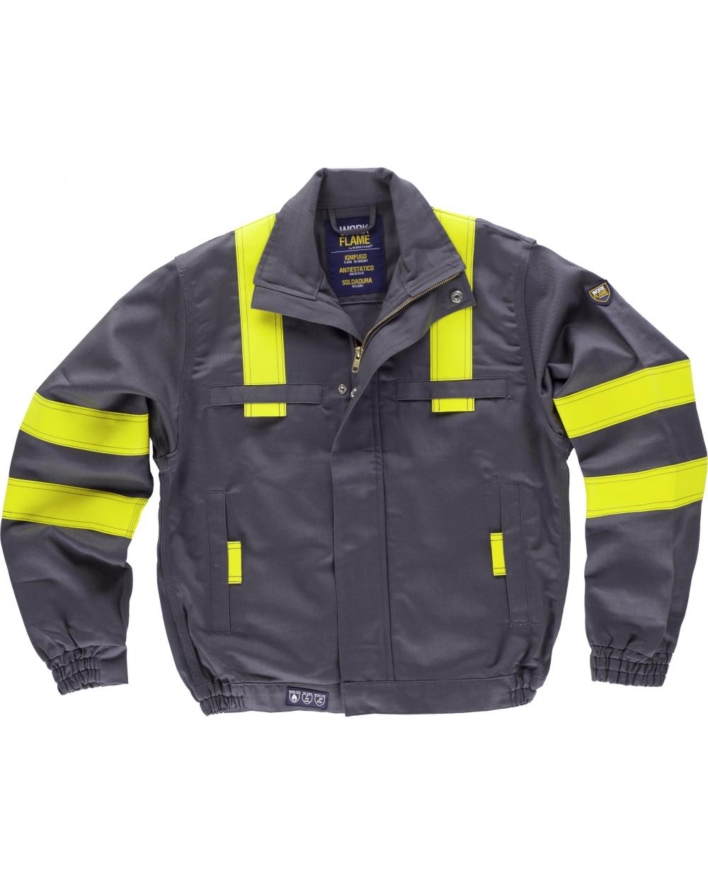 Comprar Cazadora ignifuga y antiestatica certificada B1194 Gris+Amarillo AV workteam delante