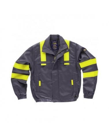 Comprar Cazadora ignifuga y antiestatica certificada B1194 Gris+Amarillo AV workteam delante