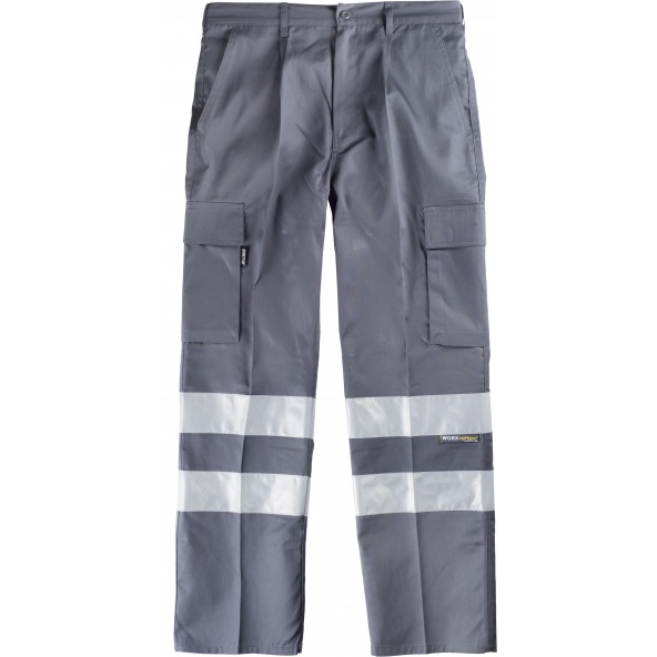 Comprar Pantalon con cintas reflectantes B1407 Gris workteam delante