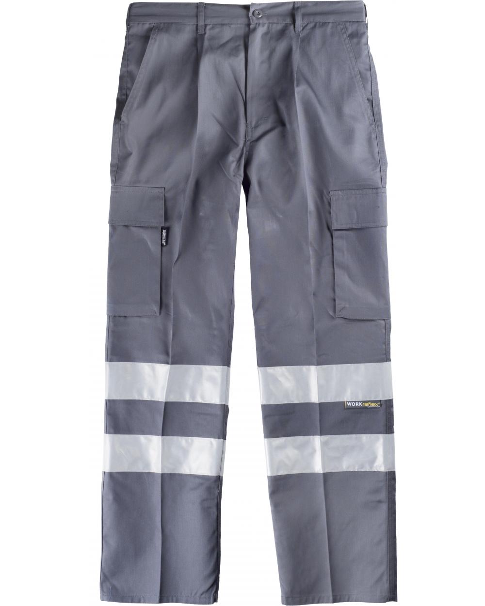 Comprar Pantalon con cintas reflectantes B1407 Gris workteam delante