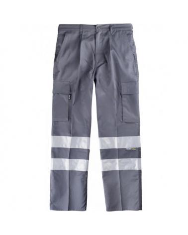 Comprar Pantalon con cintas reflectantes B1407 Gris workteam delante