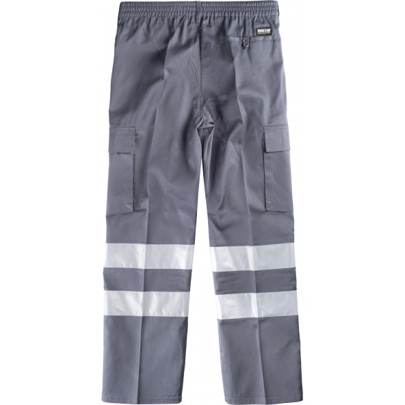 Pantalon con cintas reflectantes B1407 Gris workteam atrás barato