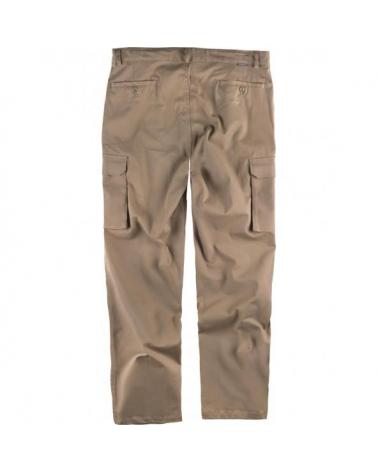 Pantalon multibolsillos tejido elastico algodon B1421 Beige workteam atrás barato