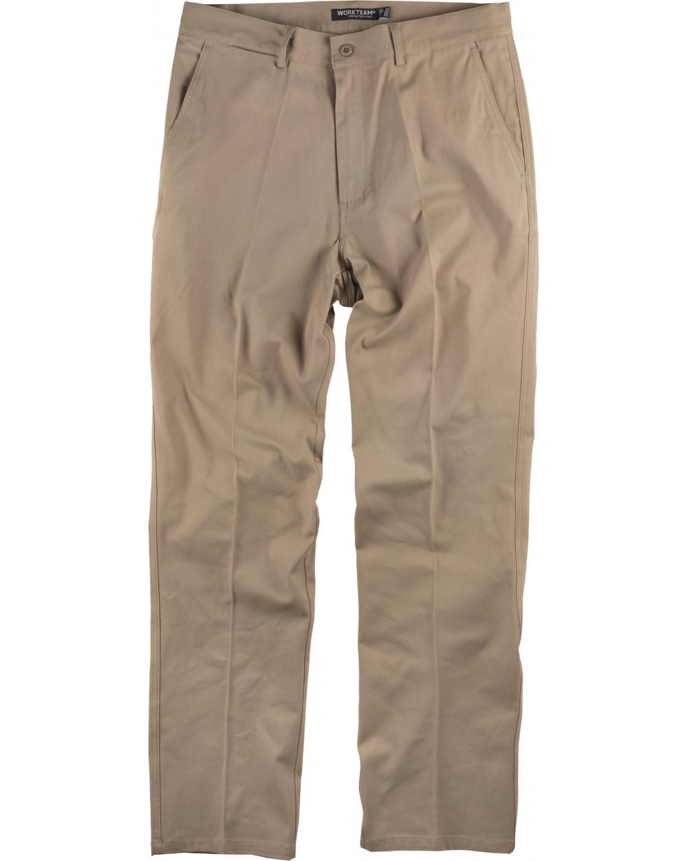 Comprar Pantalon de trabajo tejido elastico algodon B1422 Beige workteam delante