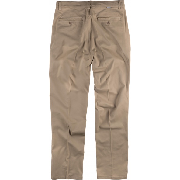 Pantalon de trabajo tejido elastico algodon B1422 Beige workteam atrás barato