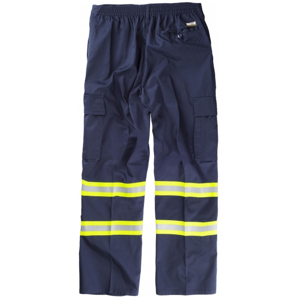 Pantalon multibolsillos con cintas reflectantes B1436 Marino+Amarillo AV workteam atrás barato