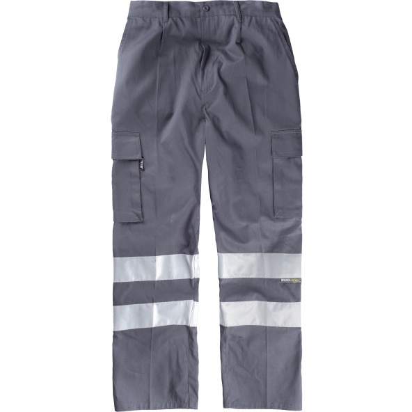 Comprar Pantalon de trabajo de algodon B1447 Gris workteam delante