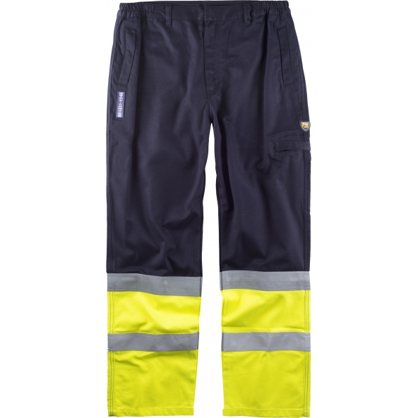 Comprar Pantalon ignifugo y antiestatico certificado B1491 Marino+Amarillo AV workteam delante