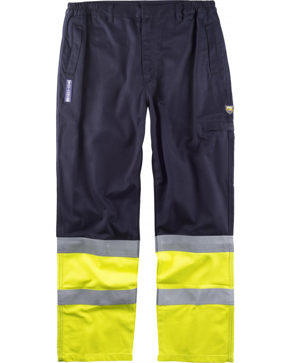 Comprar Pantalon ignifugo y antiestatico certificado B1491 Marino+Amarillo AV workteam delante