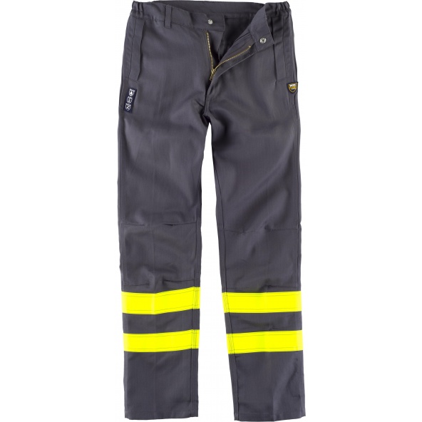 Comprar Pantalon ignifugo y antiestatico certificado B1494 Gris+Amarillo AV workteam delante