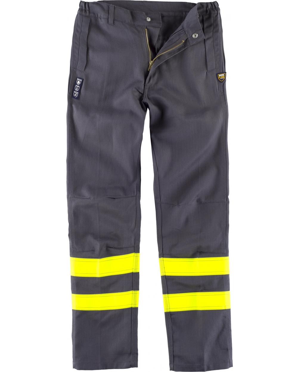 Comprar Pantalon ignifugo y antiestatico certificado B1494 Gris+Amarillo AV workteam delante