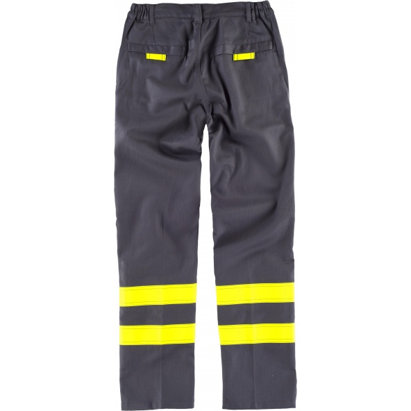 Pantalon ignifugo y antiestatico certificado B1494 Gris+Amarillo AV workteam atrás barato