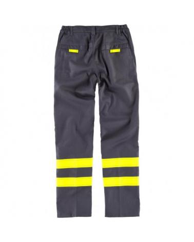 Pantalon ignifugo y antiestatico certificado B1494 Gris+Amarillo AV workteam atrás barato