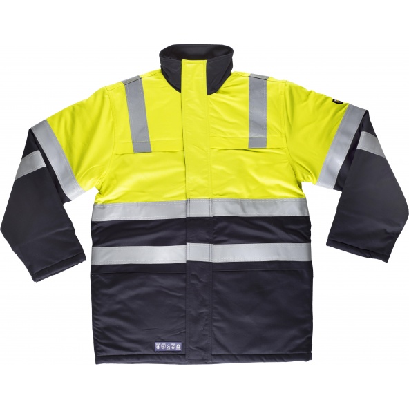 Comprar Parka ignifuga y antiestatica certificada B3791 Marino+Amarillo AV workteam delante