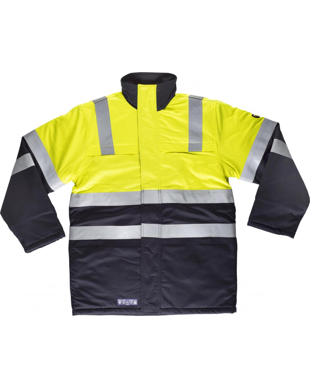 Comprar Parka ignifuga y antiestatica certificada B3791 Marino+Amarillo AV workteam delante