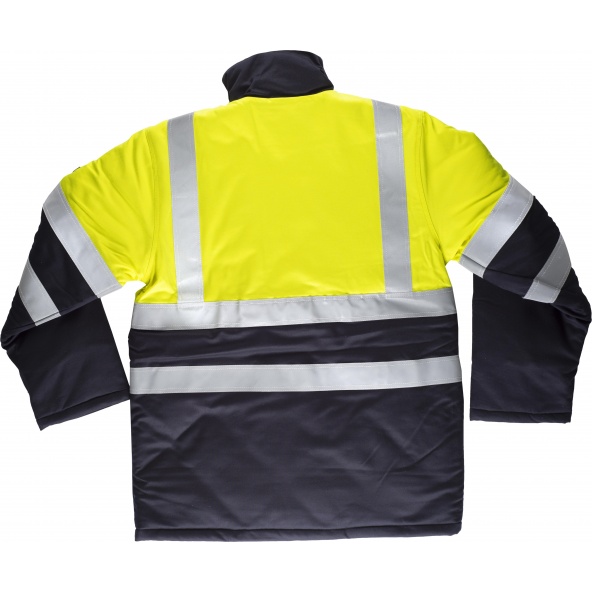 Parka ignifuga y antiestatica certificada B3791 Marino+Amarillo AV workteam atrás barato