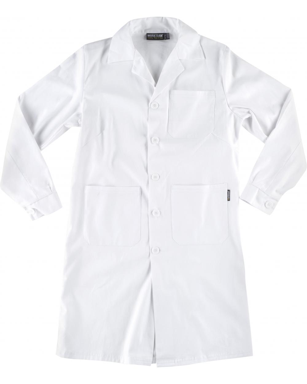 Comprar Bata de algodon para mujer B6111 Blanco workteam delante