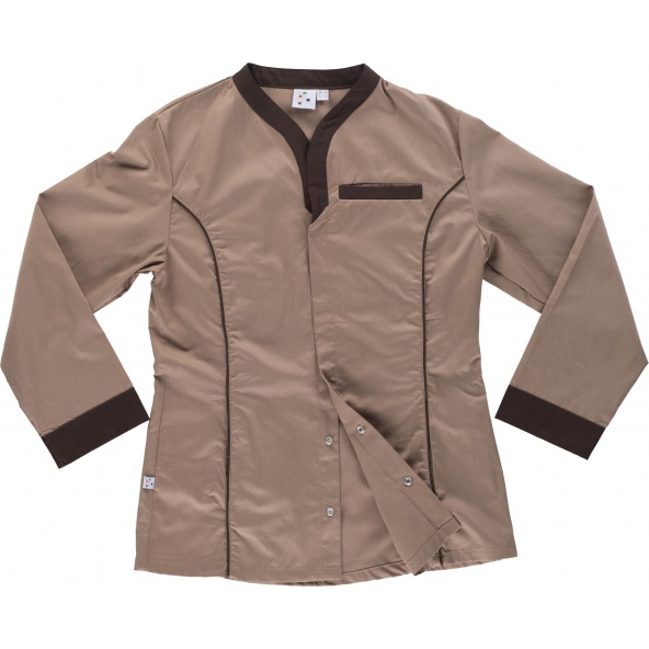 Comprar Bata de mujer con corchetes B6200 Beige+Marron workteam delante