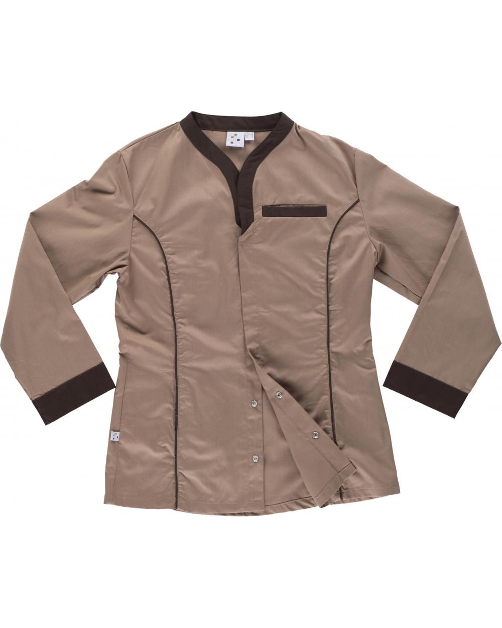 Comprar Bata de mujer con corchetes B6200 Beige+Marron workteam delante