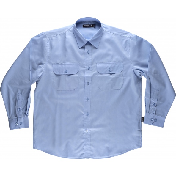 Comprar Camisa manga larga B8001 Celeste workteam delante