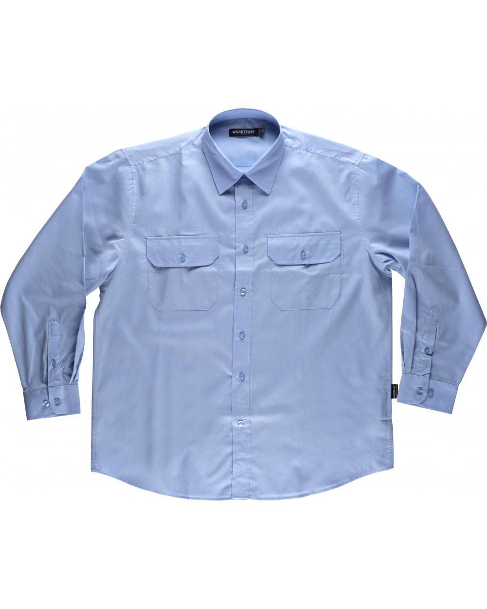 Comprar Camisa manga larga B8001 Celeste workteam delante