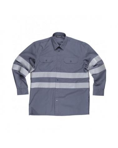 Comprar Camisa con cintas reflectantes B8007 Gris workteam delante