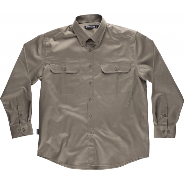 Comprar Camisa algodon  B8400 Beige workteam delante