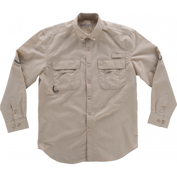 Comprar Camisa de nylon manga larga B8500 Beige workteam lado