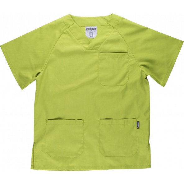 Comprar Conjunto pijama sanitario B9110 Verde Manzana workteam camisa delante