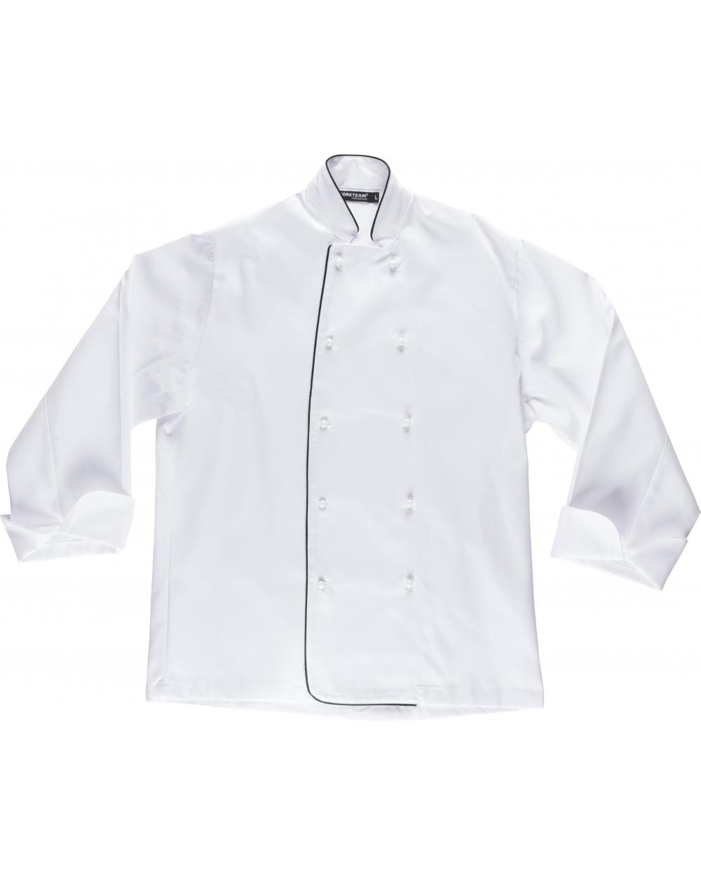 Comprar Casaca de cocina unisex B9206 Blanco+Negro workteam delante