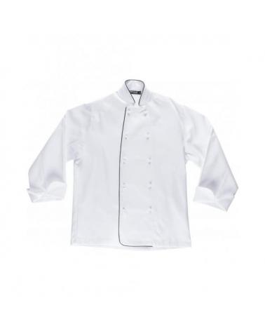 Comprar Casaca de cocina unisex B9206 Blanco+Negro workteam delante