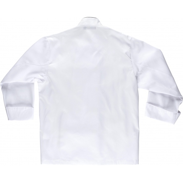 Casaca de cocina unisex B9206 Blanco+Negro workteam atrás barato