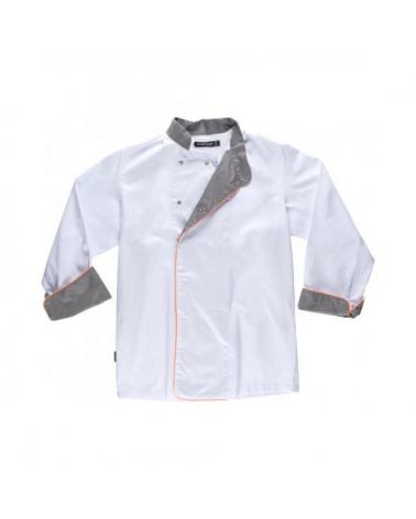 Comprar Casaca antimanchas B9240 Blanco+Gris+Naranja AV workteam delante