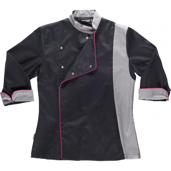 Comprar Casaca antimanchas de mujer B9241 Negro+Gris workteam delante