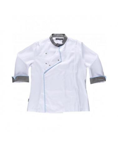 Comprar Casaca antimanchas de mujer B9242 Blanco+Gris workteam delante