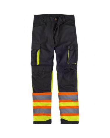 Comprar Pantalon combinado multibolsillos C2618 Negro+Amarillo AV workteam delante