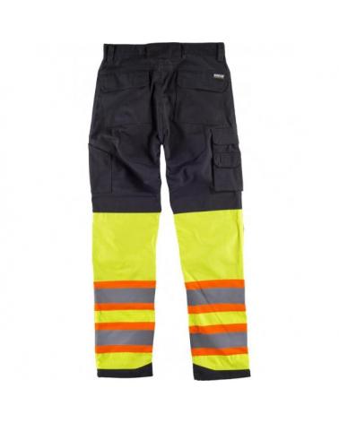 Pantalon combinado multibolsillos C2618 Negro+Amarillo AV workteam atrás barato