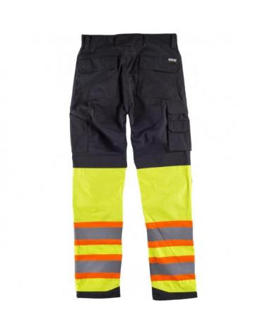 Pantalon combinado multibolsillos C2618 Negro+Amarillo AV workteam atrás barato