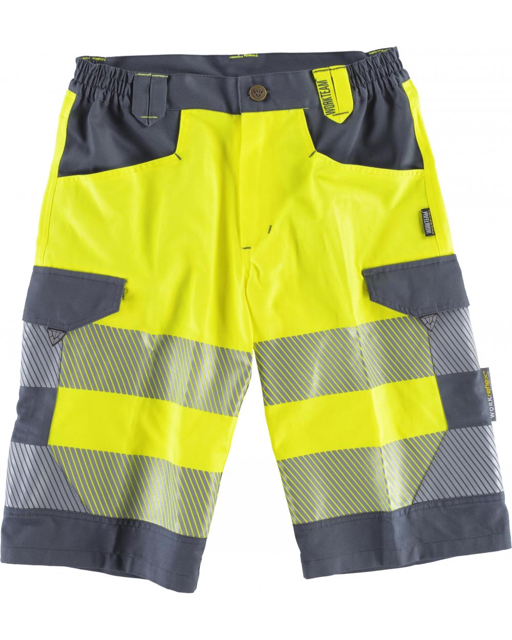 Comprar Bermuda multibolsillos C2705 Amarillo AV+Gris Oscuro workteam delante