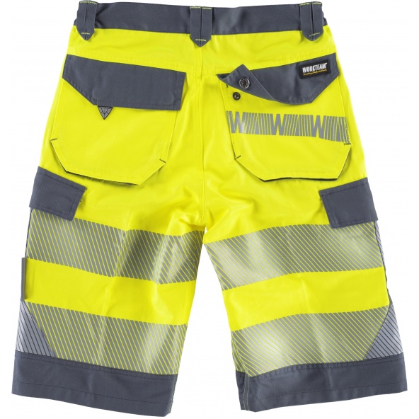 Bermuda multibolsillos C2705 Amarillo AV+Gris Oscuro workteam atrás barato