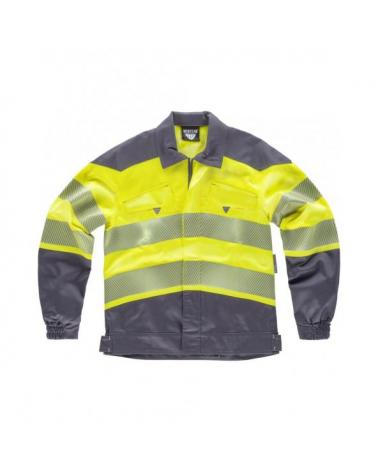 Comprar Cazadora tejido elastico C2710 Gris Oscuro+Amarillo AV workteam delante