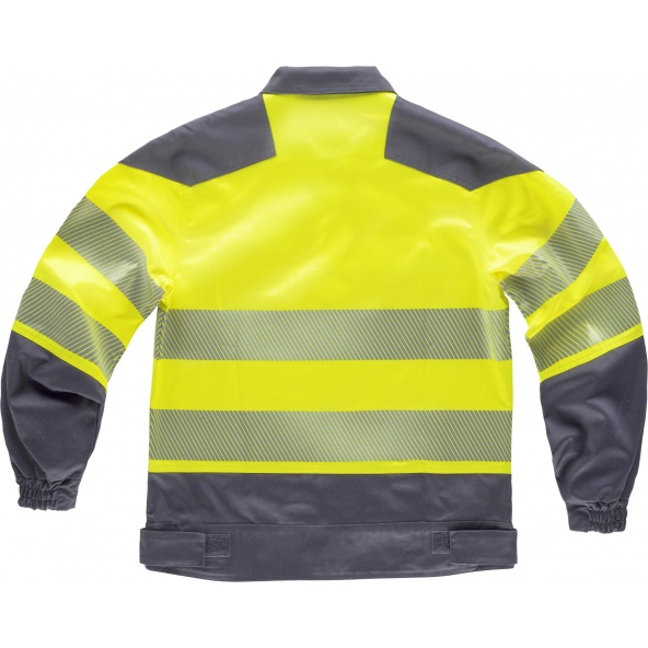 Cazadora tejido elastico C2710 Gris Oscuro+Amarillo AV workteam atrás barato