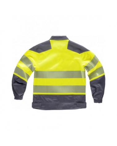 Cazadora tejido elastico C2710 Gris Oscuro+Amarillo AV workteam atrás barato