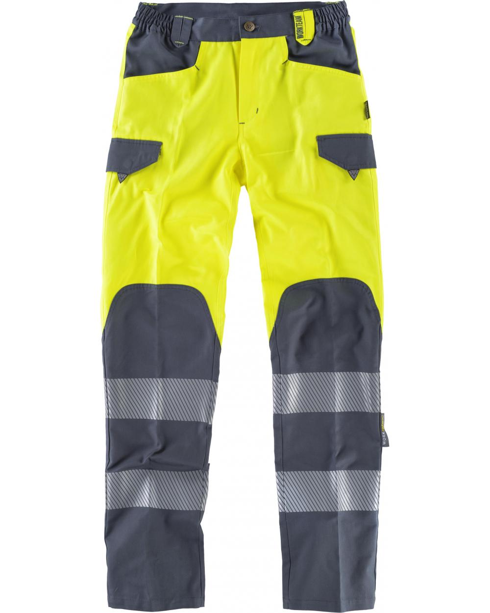 Comprar Pantalones multibolsillos C2715 Amarillo AV+Gris Oscuro workteam delante