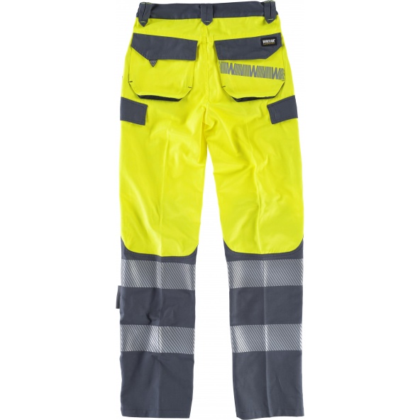 Pantalones multibolsillos C2715 Amarillo AV+Gris Oscuro workteam atrás barato